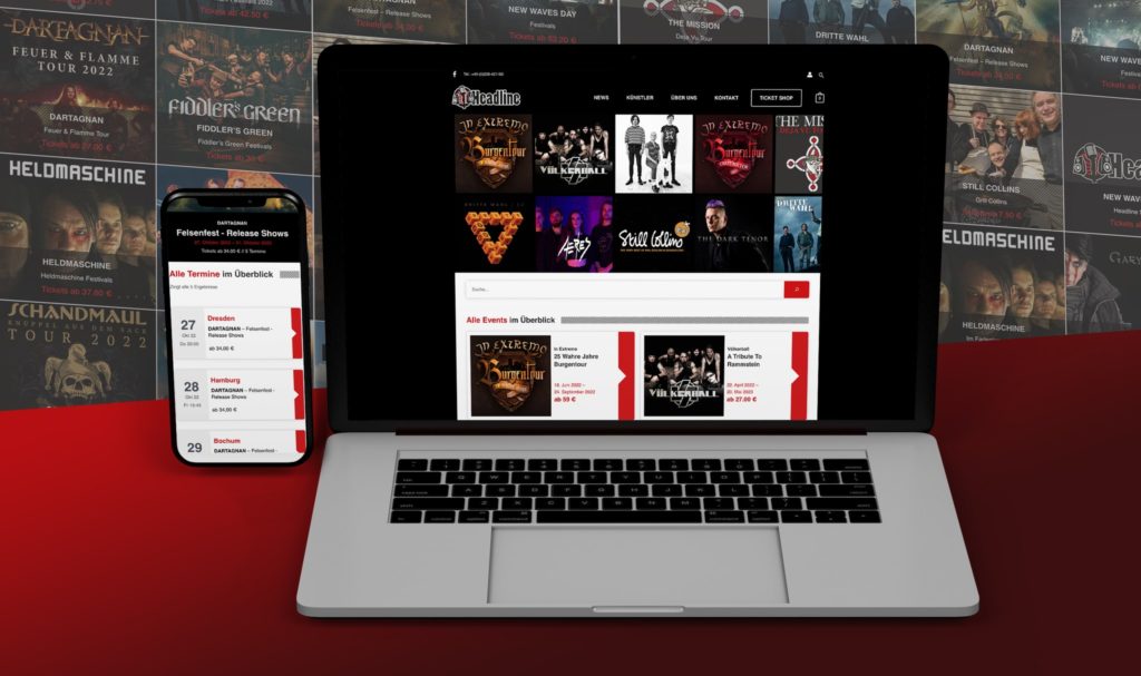 Der digitale Onlineshop für Original Tickets von Headline Concerts