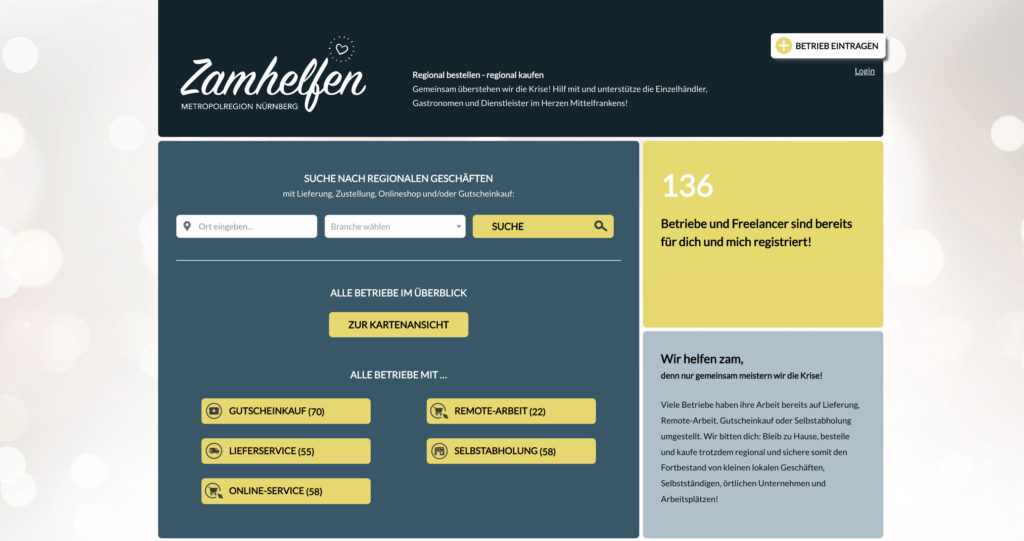 Die Landingpage unseres Webportals